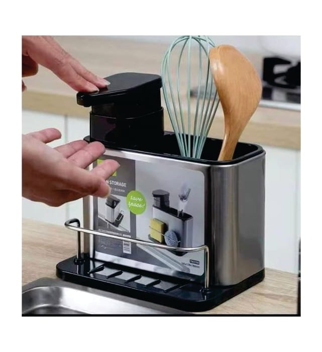 3 in 1 cutlery rack with soap dispenser