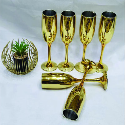 6 pieces gold pleated champagne cup