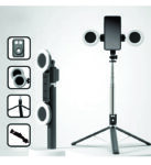 2 in 1 selfie stick tripod with remote & ring light
