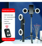 2 in 1 selfie stick tripod with remote & ring light