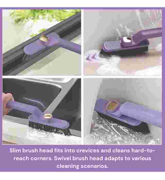 2 in 1 toilet hard brush (Solitude Multi-Function Toilet and Bathroom Cleaning Brush Hard Bristle Rotating Crevice) 1