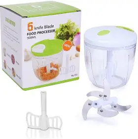 5 KNIFE BLADE FOOD PROCESSOR (5 Blade Manual Speedy Chopper Vegetable Cutter Grinder)
