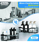5 in 1 bathroom organizer (Adhesive Shower Caddy, 5 Pack Rustproof Stainless Steel Bath Organizers With Large Capacity, No Drilling Shelves for Bathroom Storage & Home Decor)