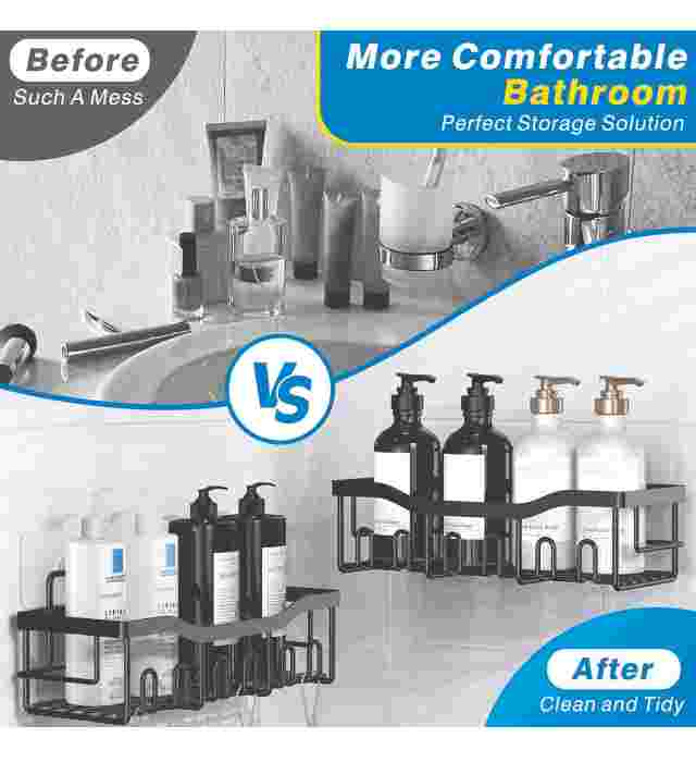 5 in 1 bathroom organizer (Adhesive Shower Caddy, 5 Pack Rustproof Stainless Steel Bath Organizers With Large Capacity, No Drilling Shelves for Bathroom Storage & Home Decor) 2