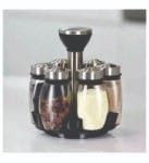 CONDIMENTS SET (Rotary Spice Jar Set Stainless Steel 6 Jars)