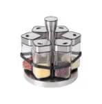 CONDIMENTS SET (Rotary Spice Jar Set Stainless Steel 6 Jars)