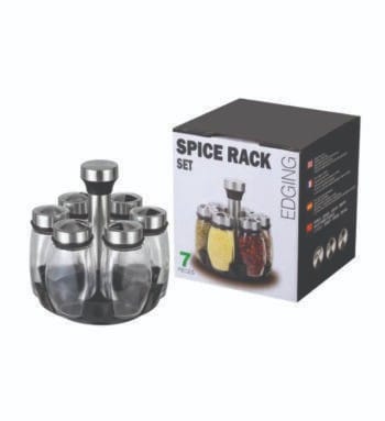 CONDIMENTS SET (Rotary Spice Jar Set Stainless Steel 6 Jars)