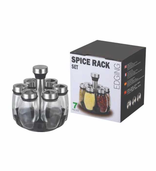 CONDIMENTS SET (Rotary Spice Jar Set Stainless Steel 6 Jars)