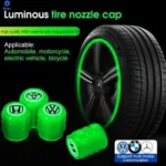 CRUISE WHEEL (Universal Luminous Tire Valve Stem Caps, Fluorescent Green Tire Air Covers, Illuminated Plastic Auto Wheel Tire Stem Covers Glow in Dark for Car)