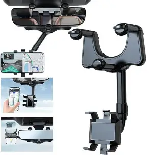 Car phone holder (360 Degree Car Phone Holder, Multifunctional 360 Rotatable Car Rearview Mirror Phone Holder)
