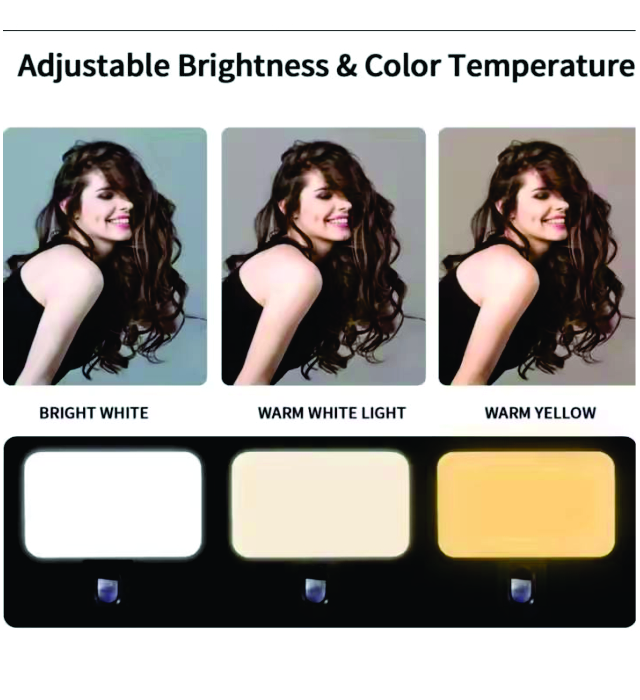 DOLLARAMA CUBE LED LIGHT (LED Selfie Light Rechargeable 3 Color Temperature Clip) 2