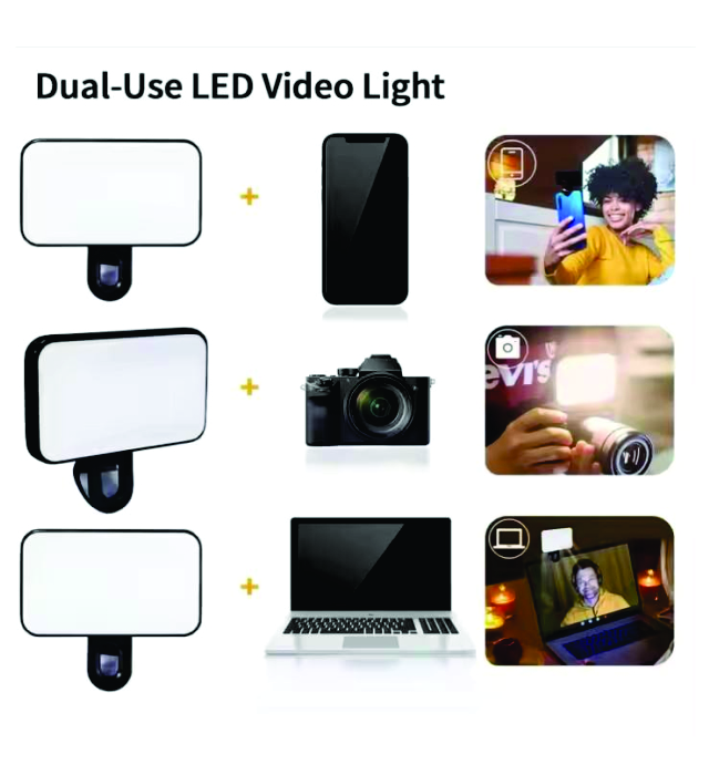 DOLLARAMA CUBE LED LIGHT (LED Selfie Light Rechargeable 3 Color Temperature Clip) 3