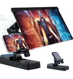 F19 Screen magnifier and detachable bracket (Mobile Phone 3D Magnifier Projector Screen with Bluetooth Speaker Foldable Phone Stand)