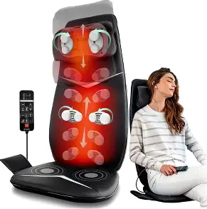 Full body massager (Neck and Back Massager with Heat, Full Back Kneading Shiatsu or Rolling Massage, Massage Chair pad with Height Adjustment, Back Massager for Neck and Shoulder)