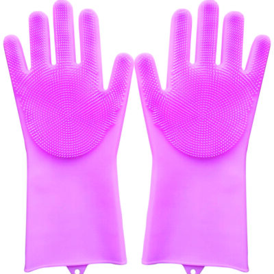 HAND GLOVE DISH WASHER (Grooming Gloves - Soft and Durable Silicone Scrubber)
