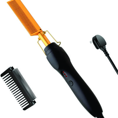 HOT COMB (Hair Straightener Electric Straightening Comb, Fast Heating Premium Golden Titanium Ceramic Beard Straightener Brush Anti-Scald Beard Straightener)