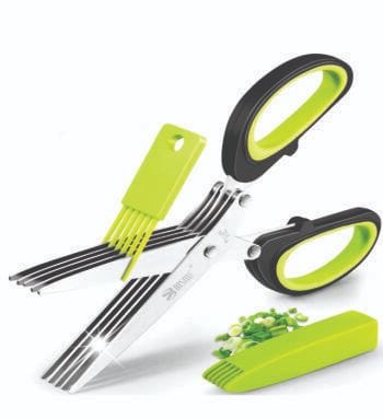 KITCHEN SCISSORS (Stainless Steel Kitchen Scissors, 5 Blades, Spice Scissors, Chives Scissors, Vegetable Scissors with Safety Cover and Cleaning Comb)