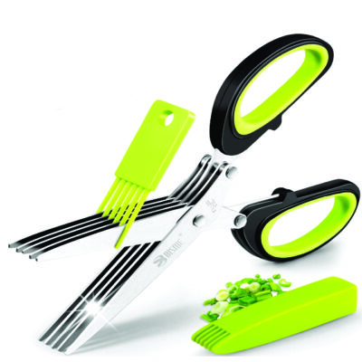 KITCHEN SCISSORS (Stainless Steel Kitchen Scissors, 5 Blades, Spice Scissors, Chives Scissors, Vegetable Scissors with Safety Cover and Cleaning Comb)