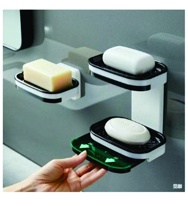 Layered soap dish (Wall Mounted Bathroom Punch-Free Soap Drain Box -2 Layer) 1