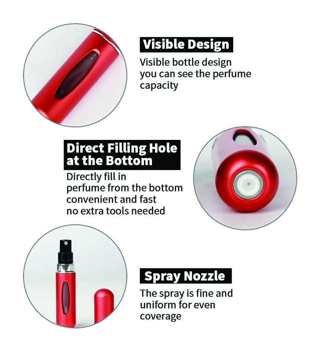 PERFUME AUTOMIZER (Portable 5ml Mini Atomizer Bottles, Refillable Perfume Spray, Scent Pump Case) 3