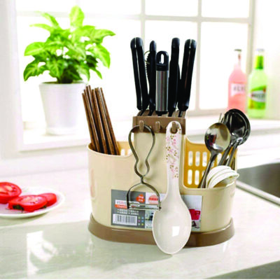 PLASTIC CUTLERY DRAINER (Plastic Kitchen Cutlery Rack with Strainer)