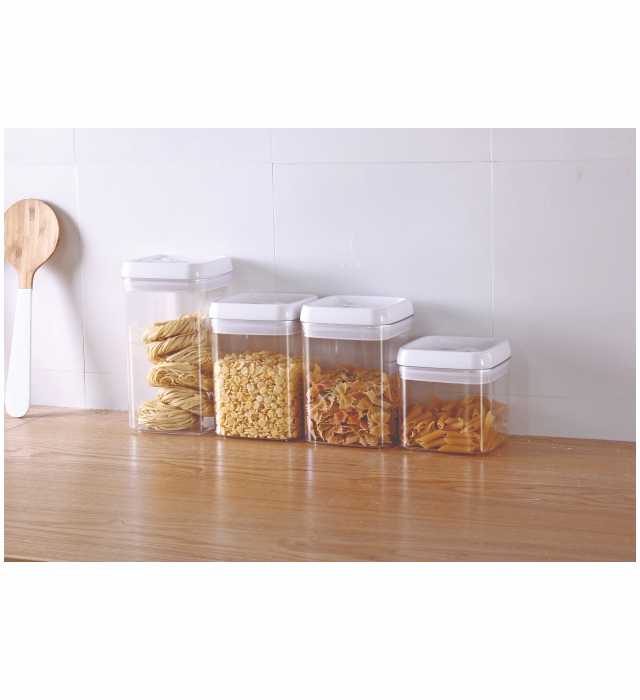 SEAL CANISTER (Household Plastic Storage Can 4-piece Set, Refrigerator, Food Storage, Vacuum Preservation, Transparent) 1