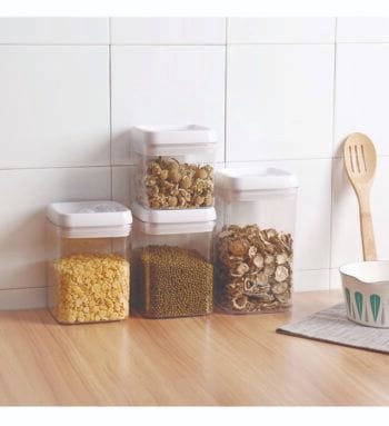 SEAL CANISTER (Household Plastic Storage Can 4-piece Set, Refrigerator, Food Storage, Vacuum Preservation, Transparent)