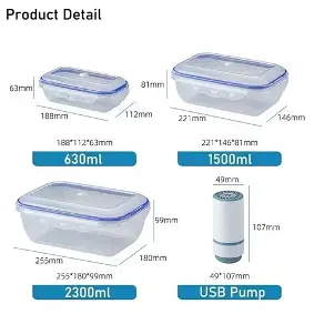 SEAL CANISTER (Household Plastic Storage Can 4-piece Set, Refrigerator, Food Storage, Vacuum Preservation, Transparent)