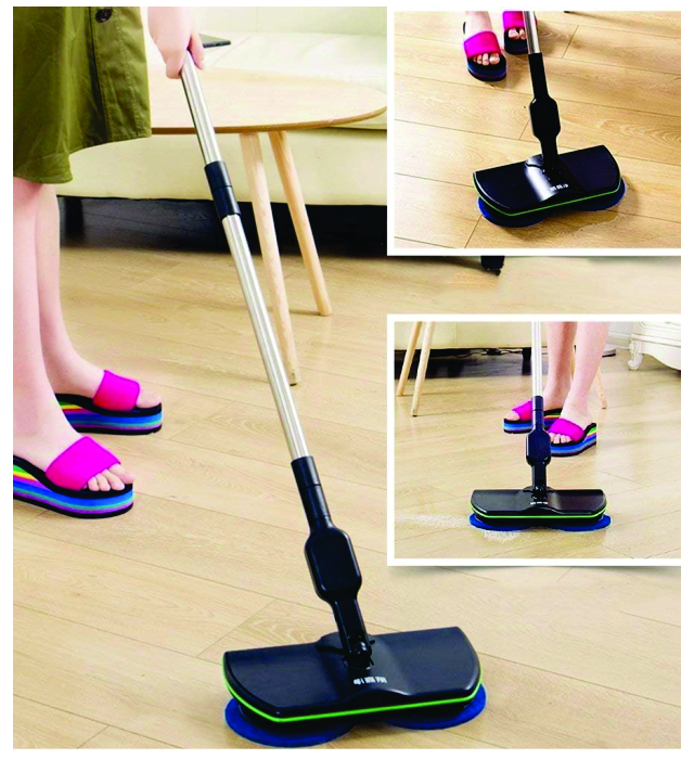 SUPER MAID (Cordless Electronic Spinning Mop ,3-in-1Rechargeable Powered Floor Cleaner Scrubber Polisher Mop, Handheld Vacuum Floor and Carpet Tile Sweeper with 4 Microfiber Pads and 2 Polisher Pads) 1