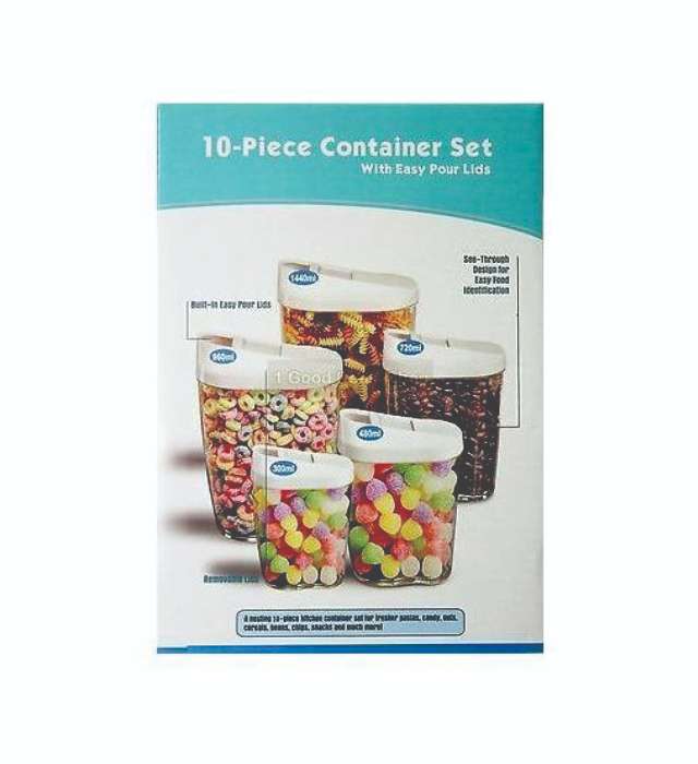 10PCS CONTAINER (Strong Plastic Container Set With Easy Pour Air)