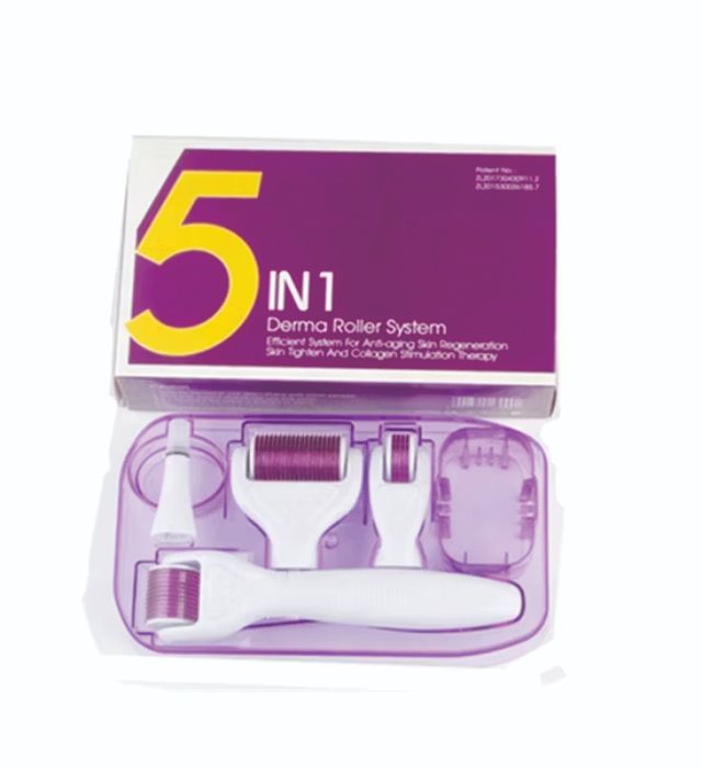 5 in 1 Derma roller (Derma Micro Needles Titanium Roller Skin Anti Aging - Hair Loss Regrowth)