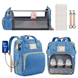 BABY BAG (Multifunctional Baby Changing Bag with Foldable Crib and Insulated Milk Bottle Pocket)