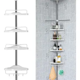 BATHROOM CORNER SHELF (Adjustable 4 Tier Telescopic Shower Corner)