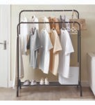 CLOTH HANGER WITH ROLLER (Metal Garment Rack Multipurpose Clothes Rack with Bottom Shelf)