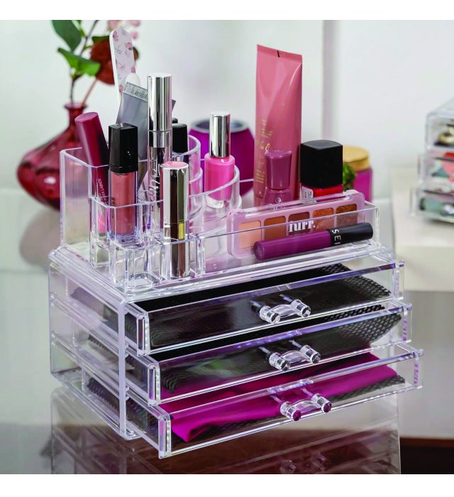 COSMETIC ORGANIZER (Compactor Home 3 Drawer Cosmetic Organiser Transparent)