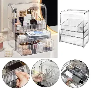 COSMETIC ORGANIZER (Compactor Home 3 Drawer Cosmetic Organiser Transparent)