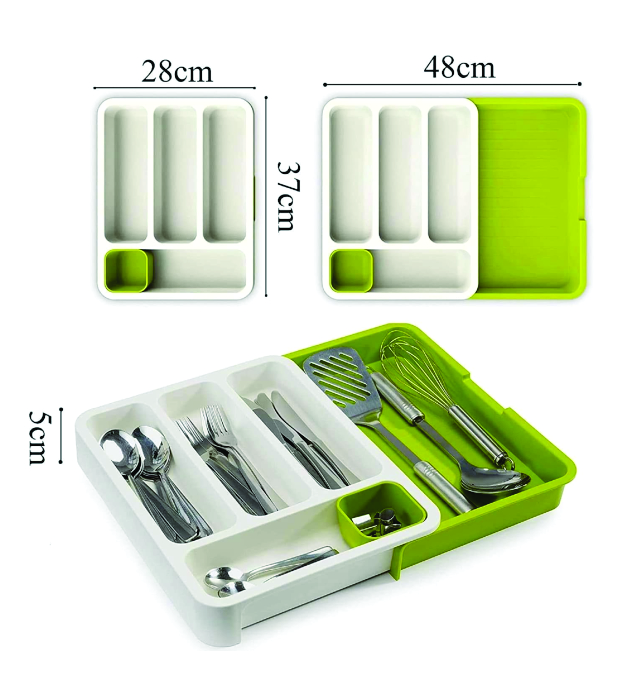 EXPANDABLE CUTLERY TRAY (Plastic Drawer Holder to Store Organize Spoons Toiletries) 1