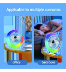 RECHARGEABLE FAN WITH LED LIGHT (Multifunctional Colorful Desktop Portable Floor Mounted Small Fan)