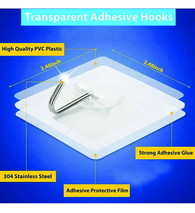 KITCHEN STICK HOOK (Self Adhesive Hooks for Wall Heavy Duty Strong Nail Free) 2