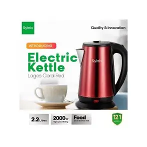 MYLONGS ELECTRIC KETTLE (Syinix Electric Kettle - Stainless Jug 2.2Ltrs - 2000W - Red)