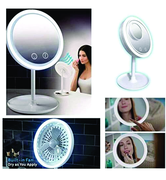 NATURAL WIND DIMMING MIRROR (Cool Breeze USB Makeup Mirror With LED Light And Fan) 2