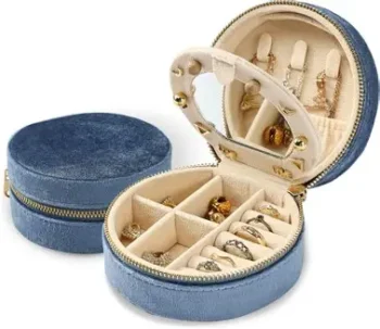 ROUND JEWELRY BOX (Dajasan Velvet Jewelry Box, Small Travel Jewelry Case)