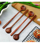 ROUND WOODEN SPOONS (6 Pieces Wooden Long Spoons Long Handle Round Spoons)