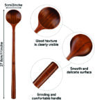 ROUND WOODEN SPOONS (6 Pieces Wooden Long Spoons Long Handle Round Spoons)
