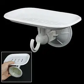 SOAP HOLDER (Multipurpose Super Suction Cup Plastic Soap Dish Holder with Towel Hanging Hook)