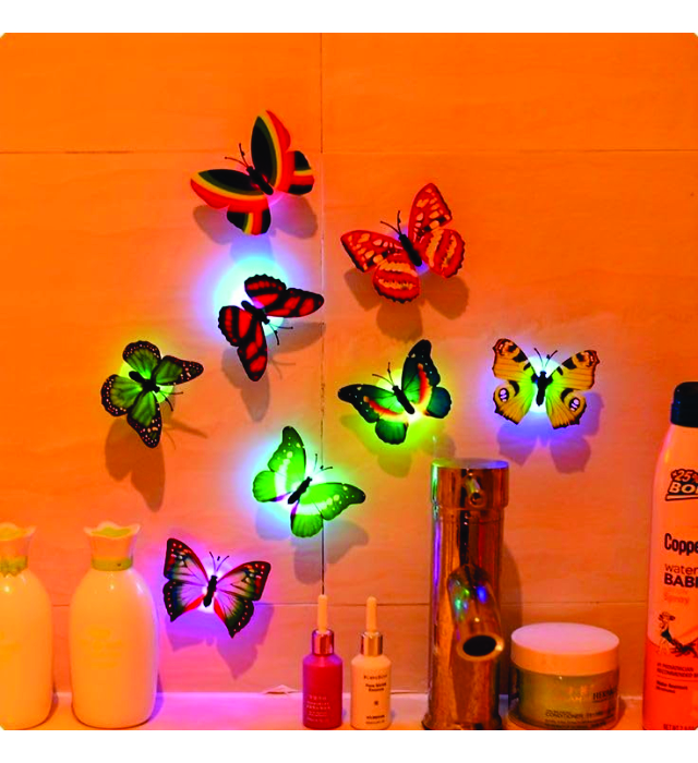 SUNLIGHT BUTTERFLY (3D Butterfly Plastic Sticker Walls LED Light)
