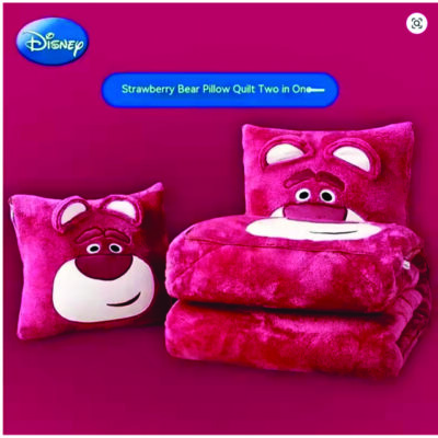 THICK AND DURABLE FOLDABLE DUVET (Cartoon Stitch Travel Blanket and Pillow - 2 in 1 Airplane Blanket Compact with Soft Bag Pillowcase)