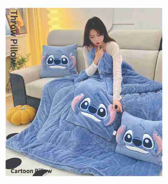 THICK AND DURABLE FOLDABLE DUVET (Cartoon Stitch Travel Blanket and Pillow - 2 in 1 Airplane Blanket Compact with Soft Bag Pillowcase) 6