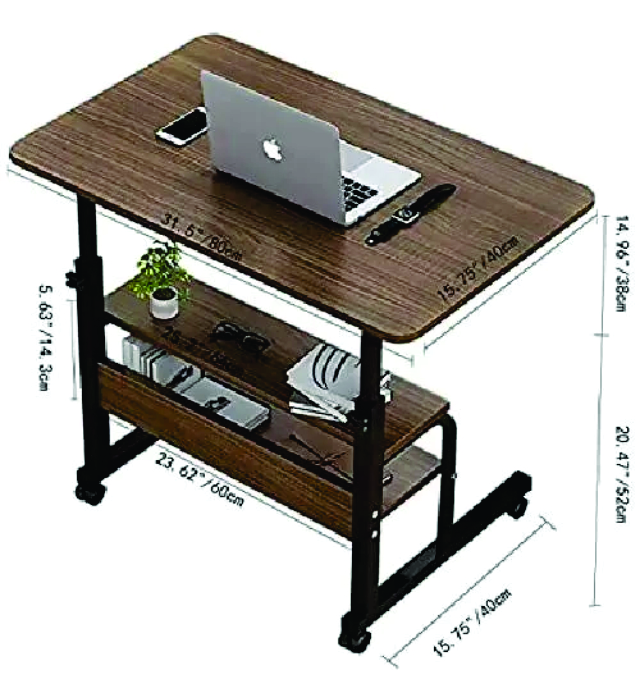 THREE LAYER LAPTOP TABLE TYPE 2 (Office Modern Luxury Movable Standing Table Manual Height Adjustable Study Desk) 2