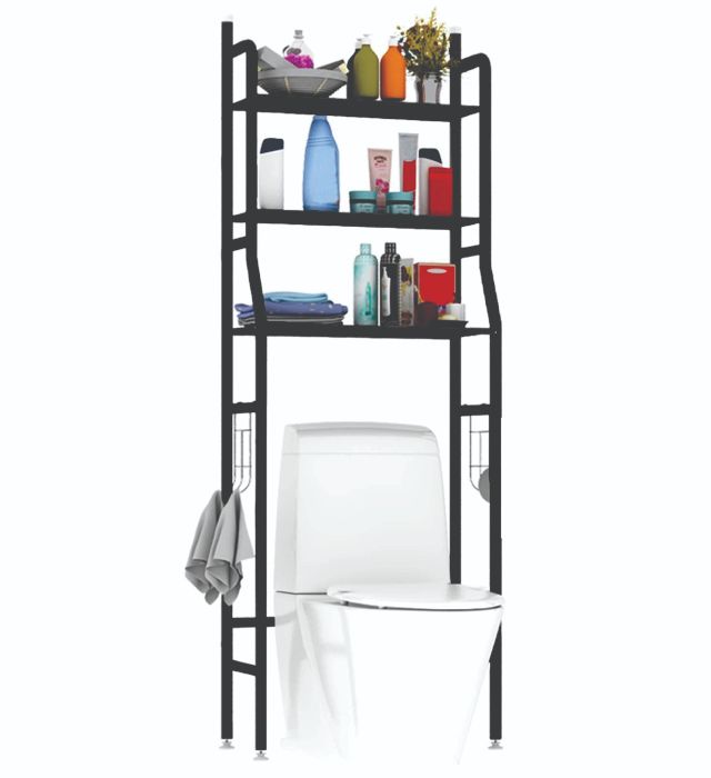 TOILET RACK STAINLESS STEEL (Over The Toilet and Laundry 3 Tier Storage Rack Stainless Steel Shelf Bathroom)
